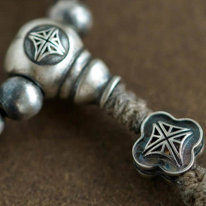 108 cuentas Mala de plata de ley 925, ágata roja, turquesa, pulsera con dijes de confianza