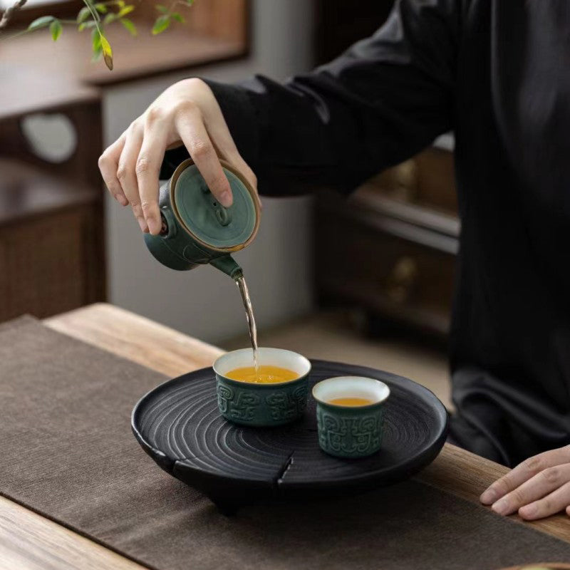 Taza de té de cerámica Kung Fu con bolsa, Buddha Stones , Sanxingdui