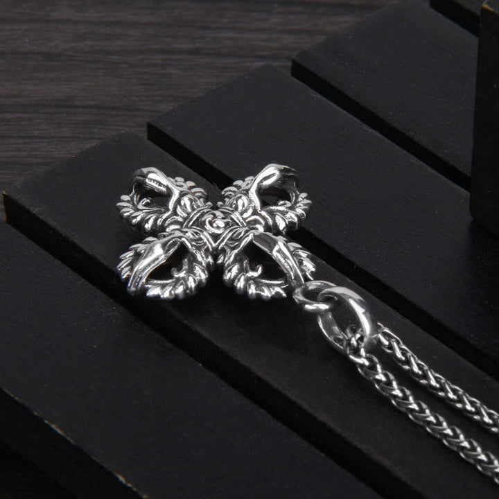 Collar con colgante de fuerza espiritual de doble Dorje Vajra de plata de ley 925 con Buddha Stones