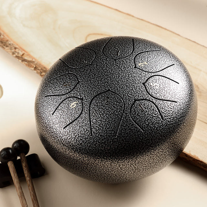 Buddha Stones, tambor de lengua de acero, sonido curativo, meditación, patrón de loto, Kit de batería, 8 notas, instrumento de percusión de 6 pulgadas