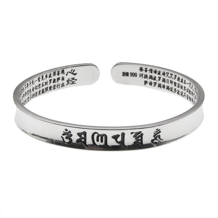 Pulsera de plata de ley 999 con Buddha Stones Om Mani Padme Hum corazón Sutra amor paz