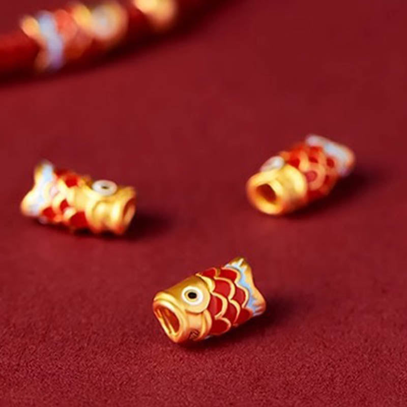 Pulsera de cuerda trenzada hecha a mano con peces Koi de plata de ley 925 con Buddha Stones