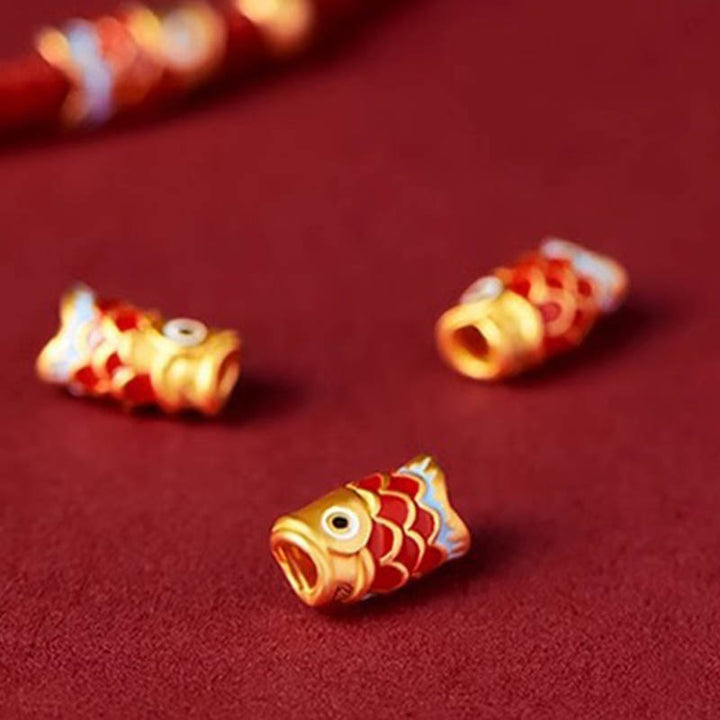 Pulsera de cuerda trenzada hecha a mano con peces Koi de plata de ley 925 con Buddha Stones