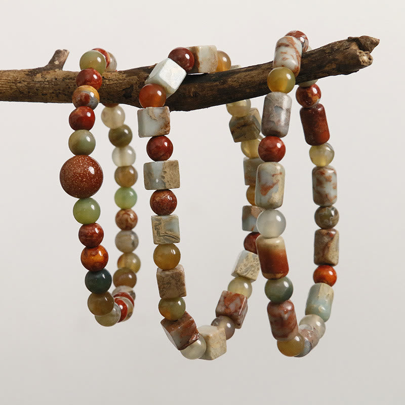 Pulsera de protección de ágata jaspe de sedimento marino de piedra natural de Buddha Stones