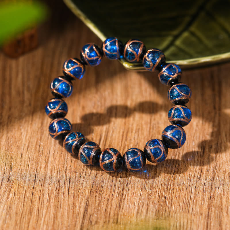 Pulsera de la riqueza de la suerte con cuentas de cristal Liuli clásicas tibetanas de Buddha Stones