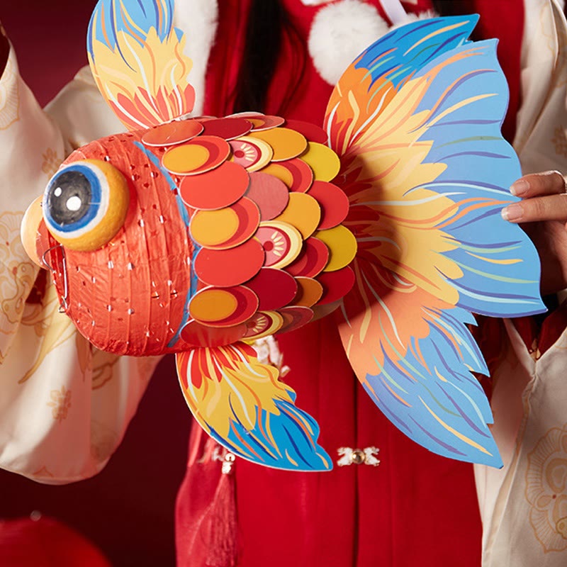 Buddha Stones DIY, buena suerte, pez Koi, lámpara de farol de papel, Festival del medio otoño, decoración de farol para niños