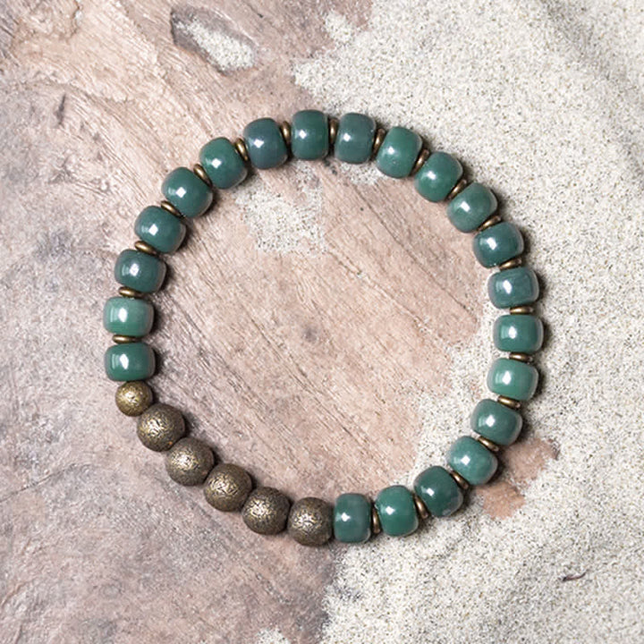 Pulsera de éxito de cobre con semillas de Bodhi cian tibetano