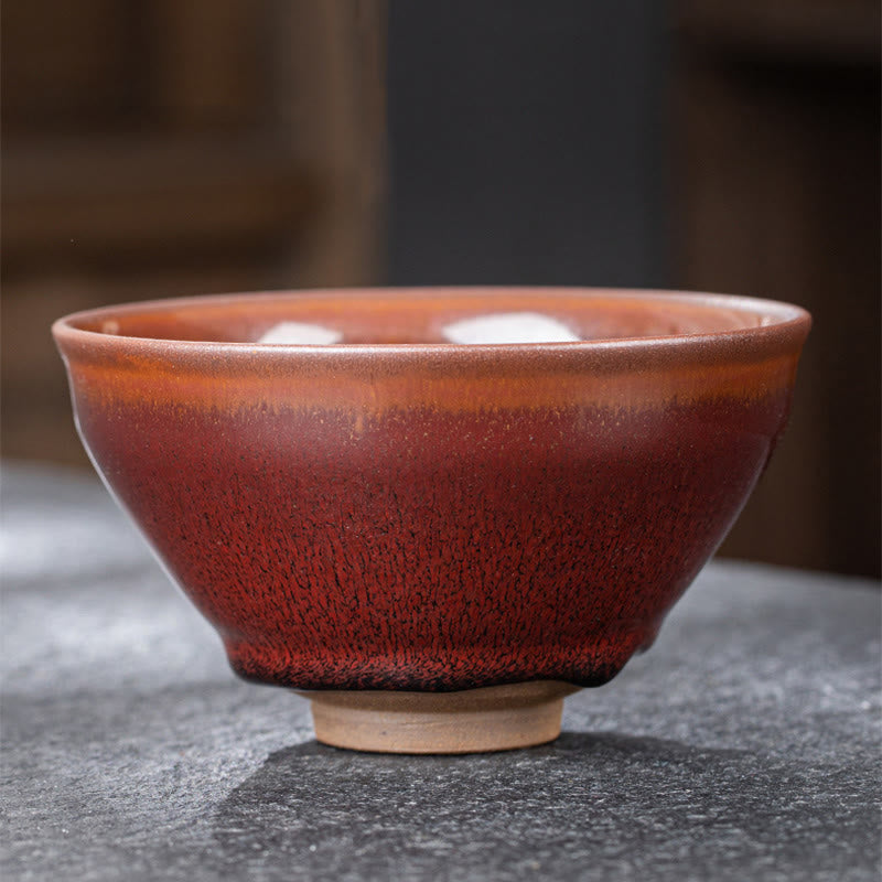 Taza de té de porcelana Jianzhan chino, Vintage, rojo, marrón , Buddha Stones , taza de té de Kung Fu