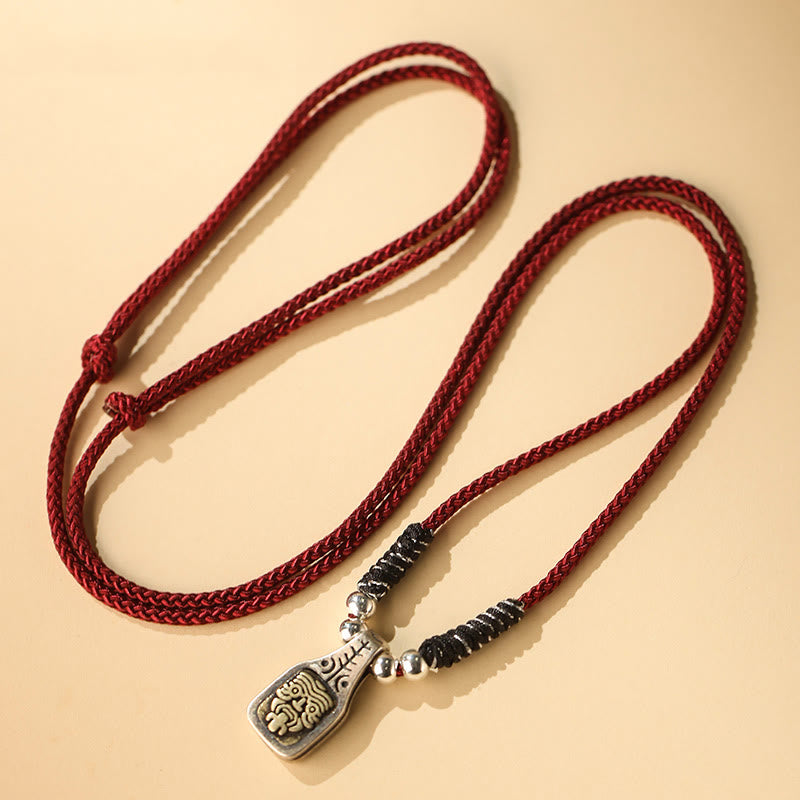 Collar con colgante de cuerda de protección de la diosa de la riqueza Zakiram de plata de ley 925 tibetana con Buddha Stones