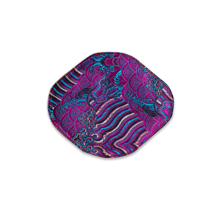 Tapete para taza con bordado de brocado de flor de ciruelo de bambú, posavasos para taza de té, Buddha Stones, ola de mar, tapete para té Kung Fu