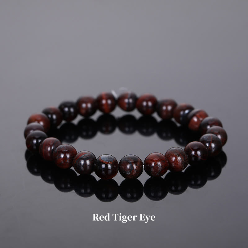 Pulsera de cuentas curativas de cuarzo con piedra natural de piedras de Buddha Stones - 8 mm - Ojo de tigre rojo - image 34