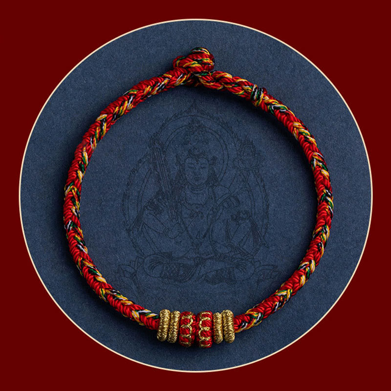 Pulsera de cuerda trenzada de fuerza de la suerte del Buda Natal del zodíaco chino hecha a mano del Tíbet con Buddha Stones