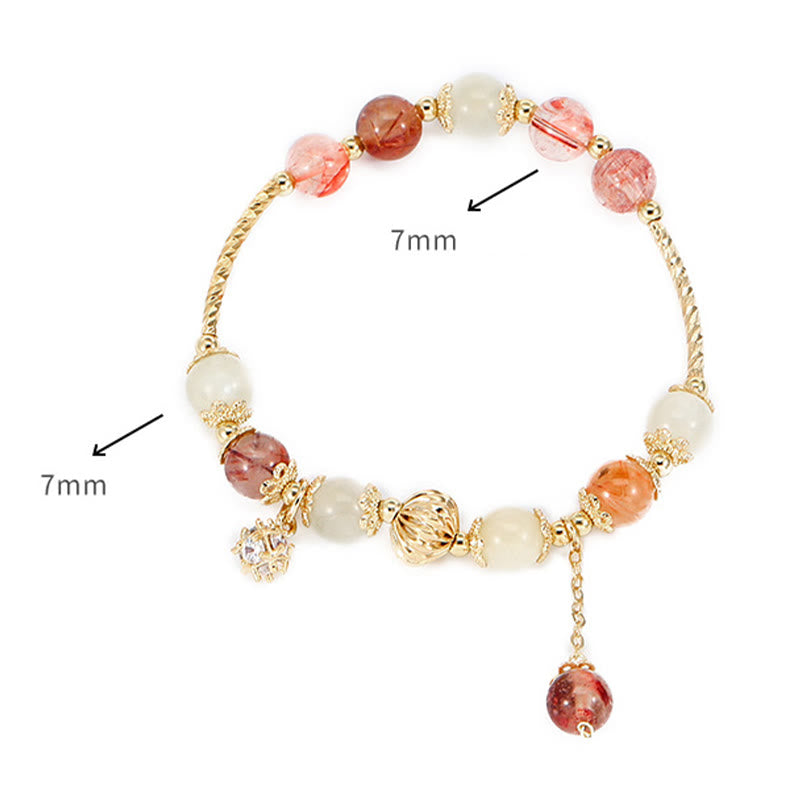 Pulsera de cuentas auspiciosas con circonita y ojo de gato de cuarzo rutilado colorido - image 10