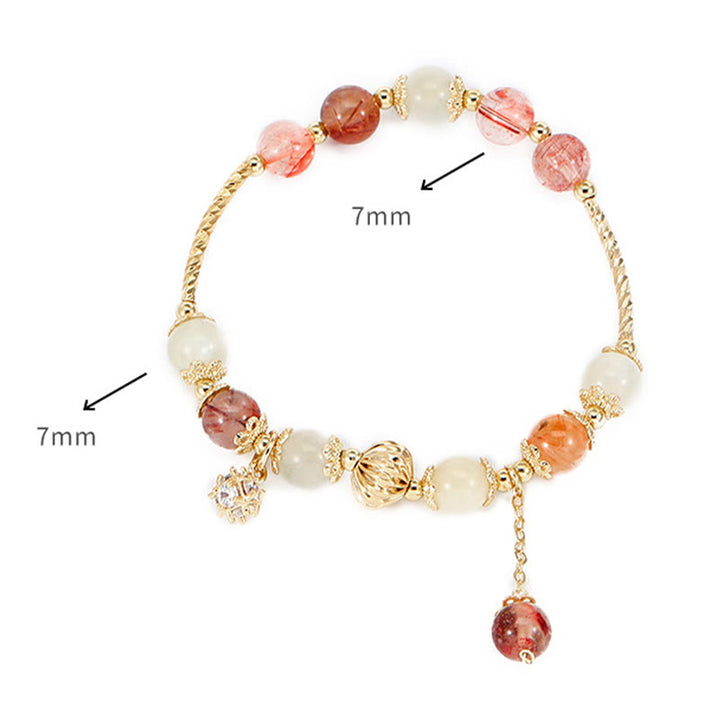 Pulsera de cuentas auspiciosas con circonita y ojo de gato de cuarzo rutilado colorido - image 10