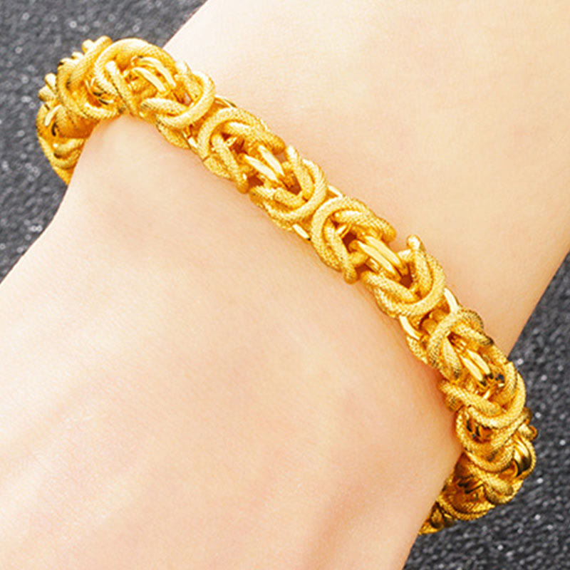 Pulsera de protección de dragón de doble cabeza chapada en oro de 24 quilates con Buddha Stones