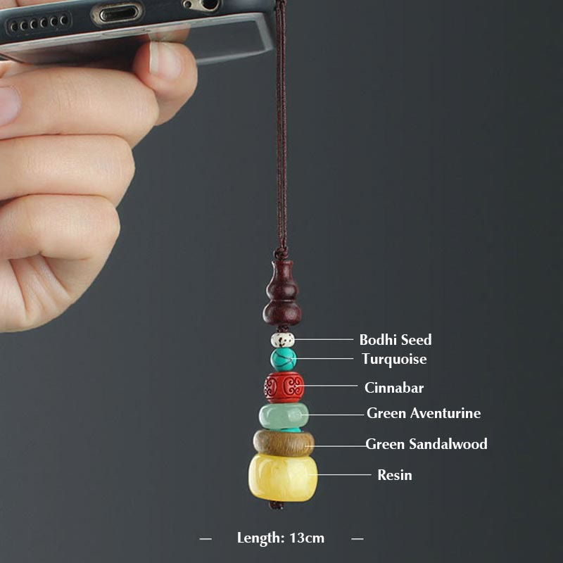 Calabaza de madera de ébano y sándalo verde, pagoda de siete capas, decoración positiva para colgar en el teléfono