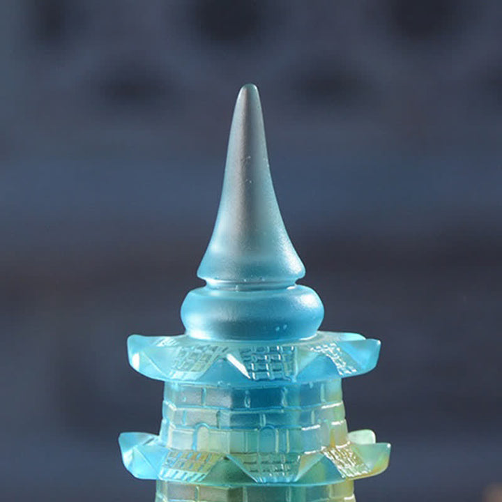 Feng Shui Wenchang Torre hecha a mano Liuli Crystal Pagoda Pieza de arte Suerte Decoración de la oficina en el hogar