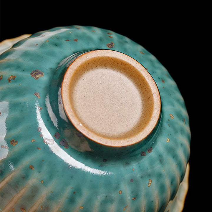 Taza de té y platillo con tapa, cerámica Gaiwan Sancai, cambio de horno de esmalte Retro, Buddha Stones , Kung Fu