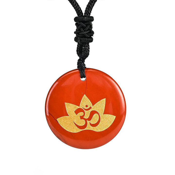 Buddha Stones OM símbolo de loto varios cristales amatista ojo de tigre colgante collar curativo