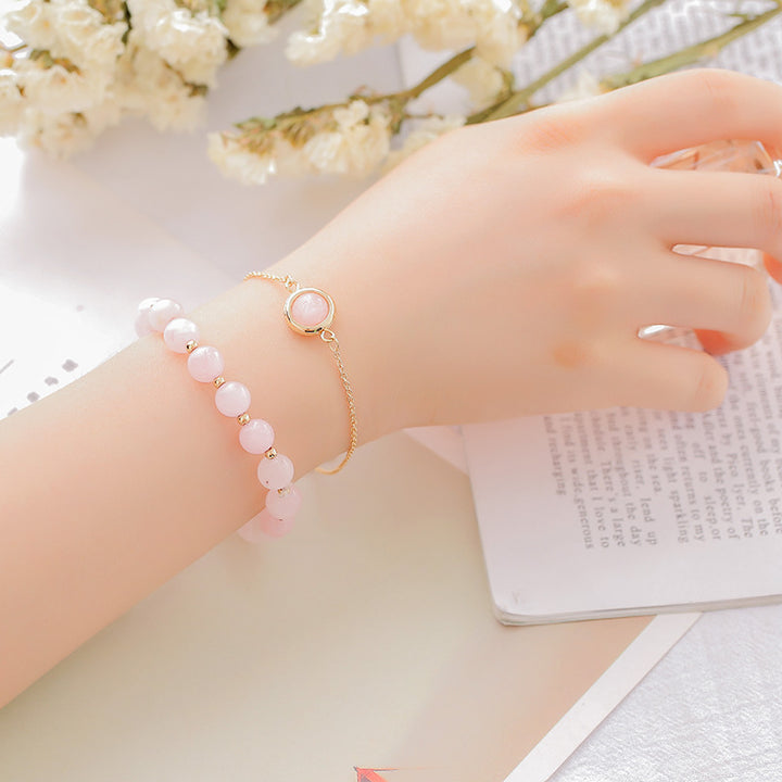 Pulsera Positiva de Cristal de Cuarzo Fresa con Piedra Solar de Buddha Stones