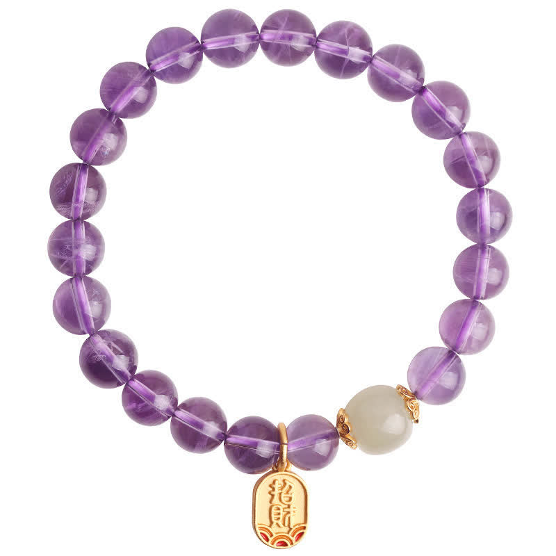 Pulsera con dijes curativos de jade hetiano de cristal de amatista natural con Buddha Stones