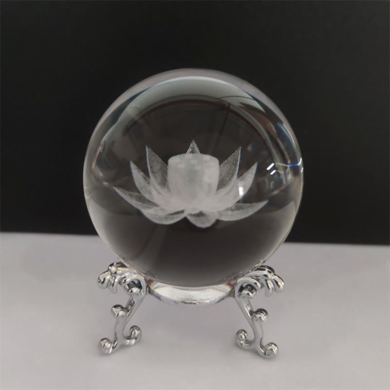 Decoración de bendición de loto de dragón de cristal blanco