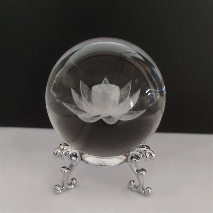 Decoración de bendición de loto de dragón de cristal blanco