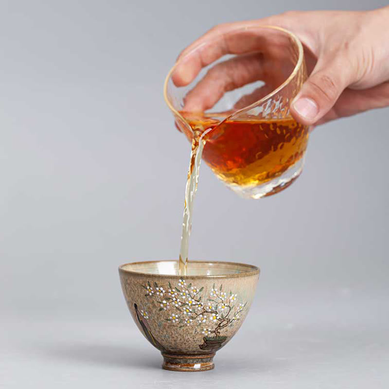 Buddha Stones Jingdezhen pintadas a mano Ru Kiln porcelana Hanfu niña flor taza de té de cerámica tazas de té Kung Fu