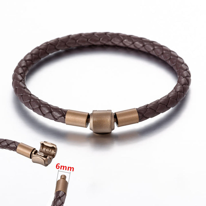 Pulsera de cuerda trenzada de la suerte con cuerda de cuero vintage de Buddha Stones