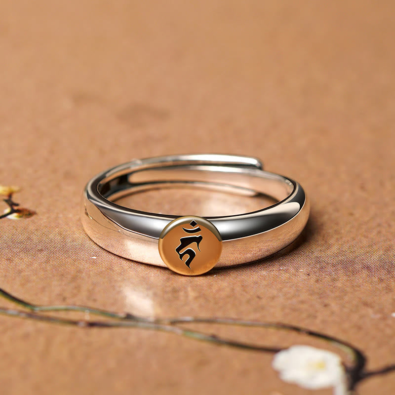 Anillo de paz de Buda Natal con Buddha Stones de Buda tibetanas Om Mani Padme Hum talladas del zodíaco chino