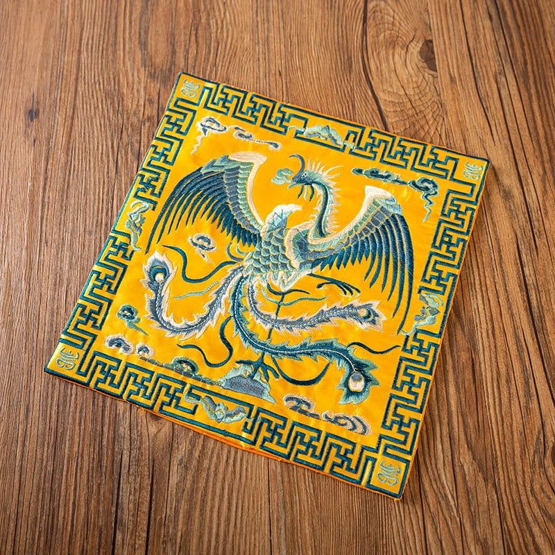 Alfombrilla para taza bordada con Buddha Stones , dragón Fénix, Kirin, posavasos para taza de té, tapete para té Kung Fu