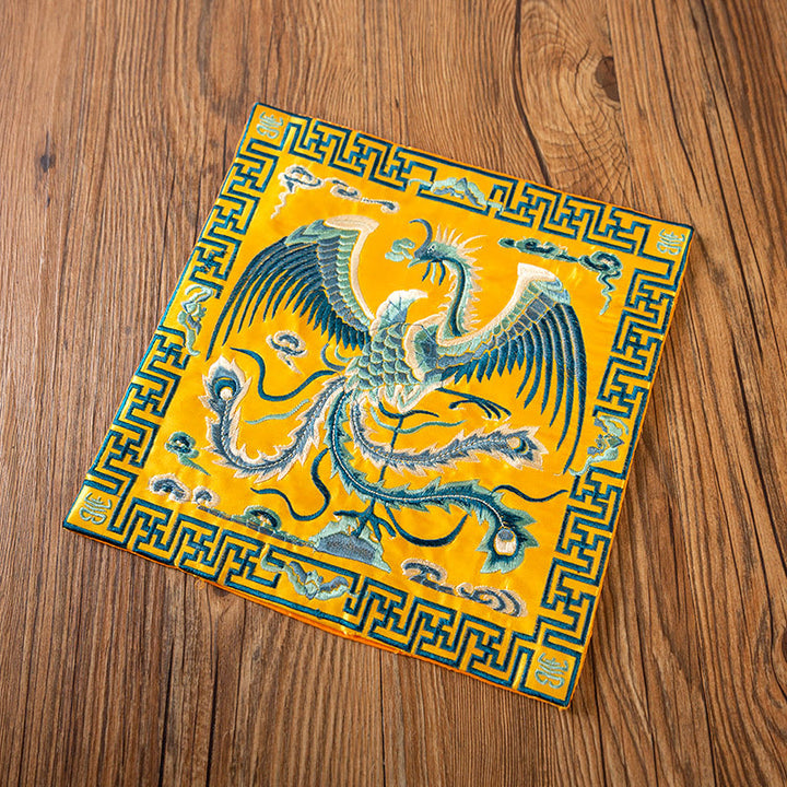 Alfombrilla para taza bordada con Buddha Stones , dragón Fénix, Kirin, posavasos para taza de té, tapete para té Kung Fu