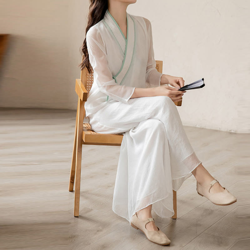 Conjunto de ropa de gasa para mujer, ropa de práctica de meditación espiritual Zen, Buddha Stones, oración Retro - image 13