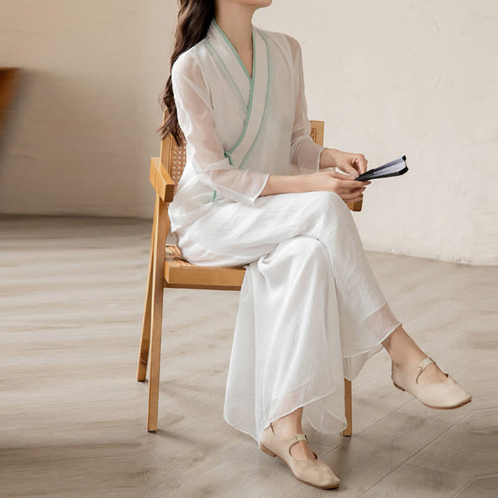 Conjunto de ropa de gasa para mujer, ropa de práctica de meditación espiritual Zen, Buddha Stones, oración Retro - image 13