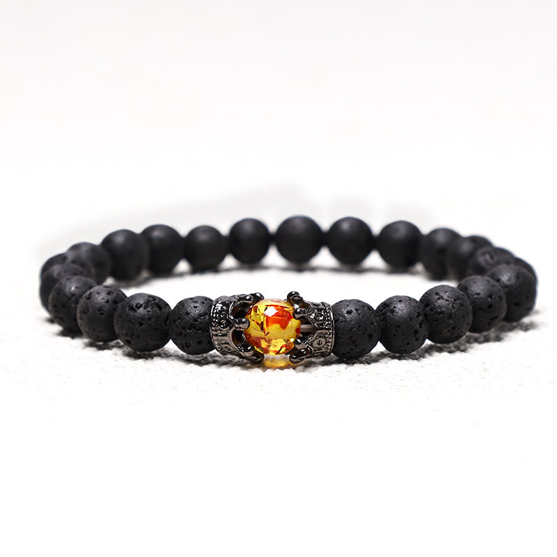 Buddha Stones Piedra Natural Rey y Reina Corona Curativa Cuentas de Energía Pulsera de Pareja