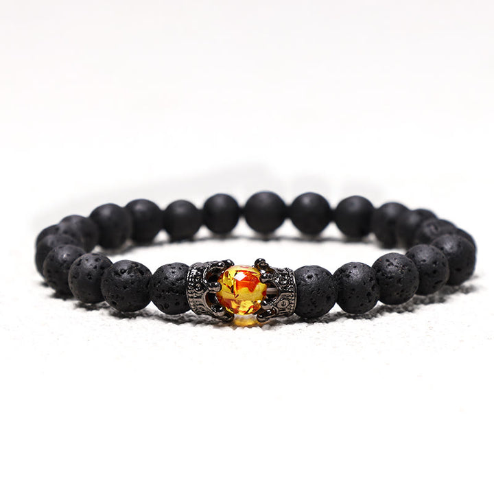 Buddha Stones Piedra Natural Rey y Reina Corona Curativa Cuentas de Energía Pulsera de Pareja