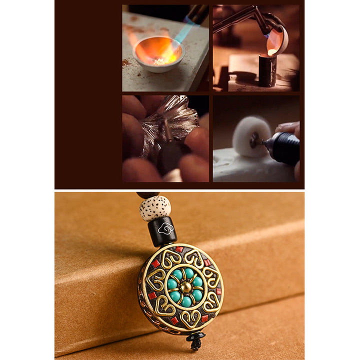 Llavero de paz con Buddha Stones tibetanas Om Mani Padme Hum Bodhi Seed