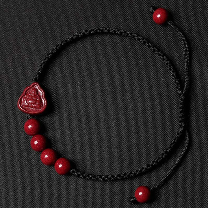 Pulsera de cuerda de bendición de cinabrio de Avalokitesvara de Buda sonriente con Buddha Stones