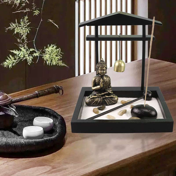 Estatua de Buda rocas meditación paz Zen jardín conjunto decoración del hogar