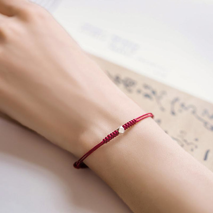 Pulsera trenzada de hilo rojo con protección de cuentas de la suerte de plata de ley 925 con Buddha Stones
