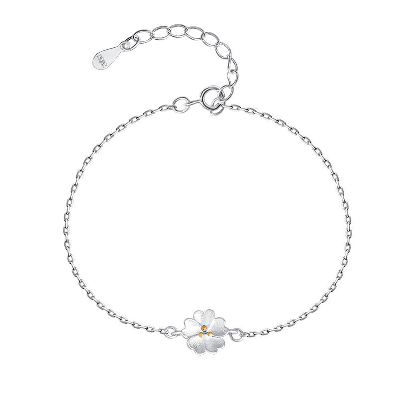 Pulsera de cadena con bendición de flor de cerezo de plata de ley 925 con Buddha Stones