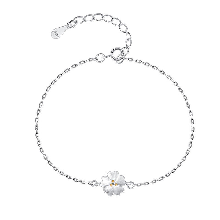 Pulsera de cadena con bendición de flor de cerezo de plata de ley 925 con Buddha Stones