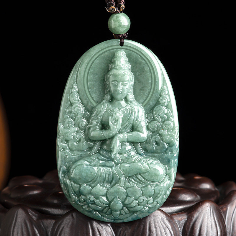 Colgante de collar de riqueza con amuleto de Avalokitesvara de Jade Natural con Buddha Stones - SÍMBOLO AVALOKITESVARA (Riqueza ♥ Éxito) - image 1