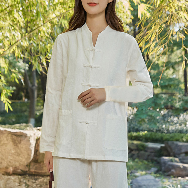 Conjunto de ropa de lino y algodón para mujer, uniforme de oración, meditación, Yoga, práctica Zen espiritual , Buddha Stones - Blanco - US18, UK/AU22, EU50 (6XL) - image 16