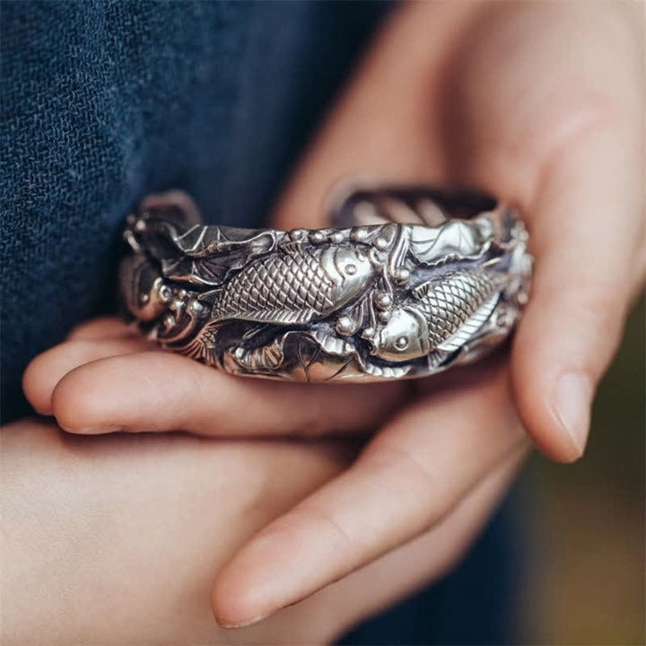 Brazalete de pulsera con Buddha Stones , pez Koi, loto, suerte y riqueza