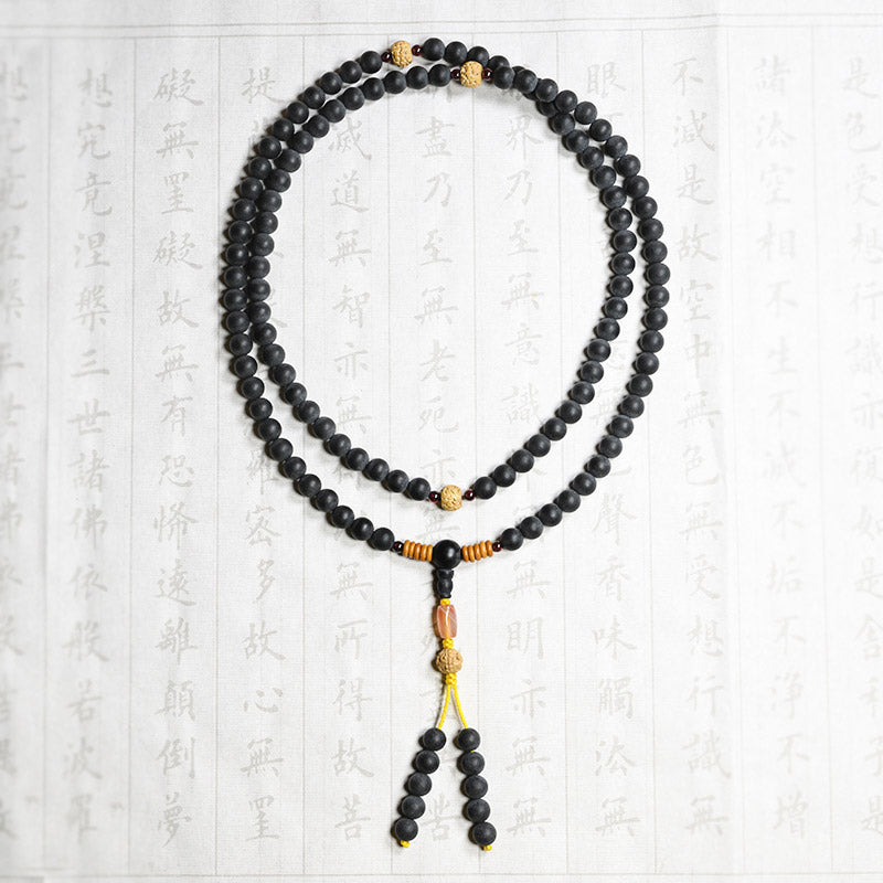 Pulsera curativa de ágata roja con semillas de ciprés tibetano Mala tibetano de Buddha Stones