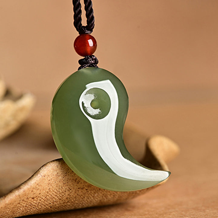 Yin Yang blanco Jade cian Jade protección bendición collar cadena colgante - image 3