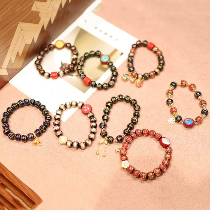 Pulsera de cuentas de la fortuna Thangka de la familia de las bestias que tragan oro tibetano, cinco dioses de la riqueza