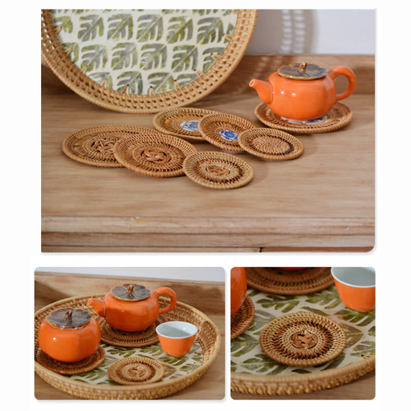 Posavasos de cerámica con estampado de flores, tapete para taza de té