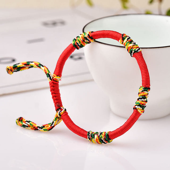 Pulsera de cuerda trenzada de protección de la suerte con nudo King Kong colorido hecho a mano tibetano con Buddha Stones